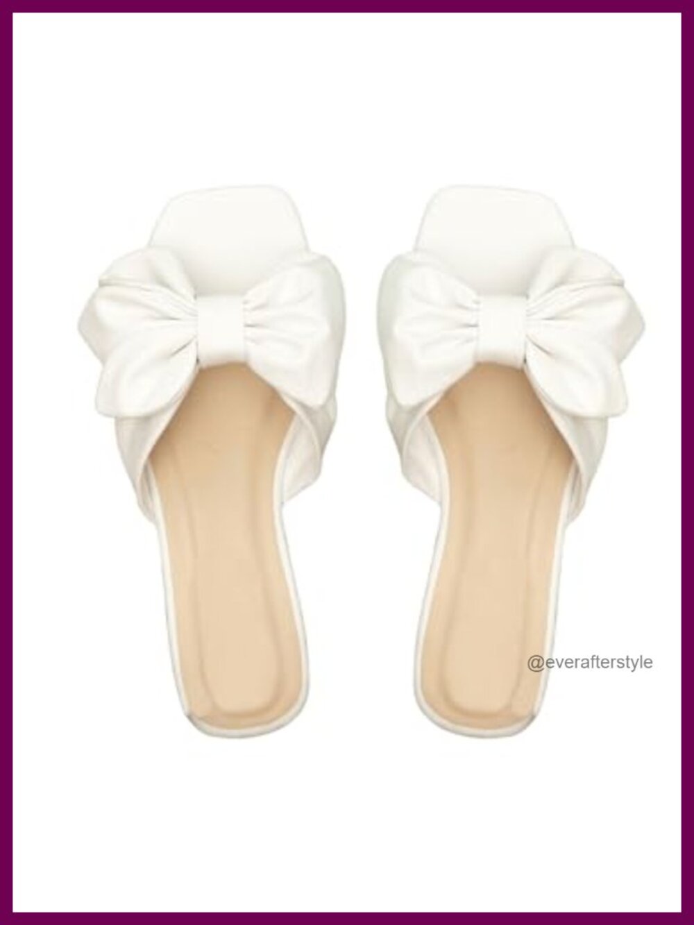 Bow Flat Slide Sandals PU Leather Non-Slip Rubber Sole Everyday Dressy